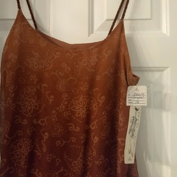NWT Donna Jessica Brown Sundress w/Beaded Straps - Picture 3 of 4